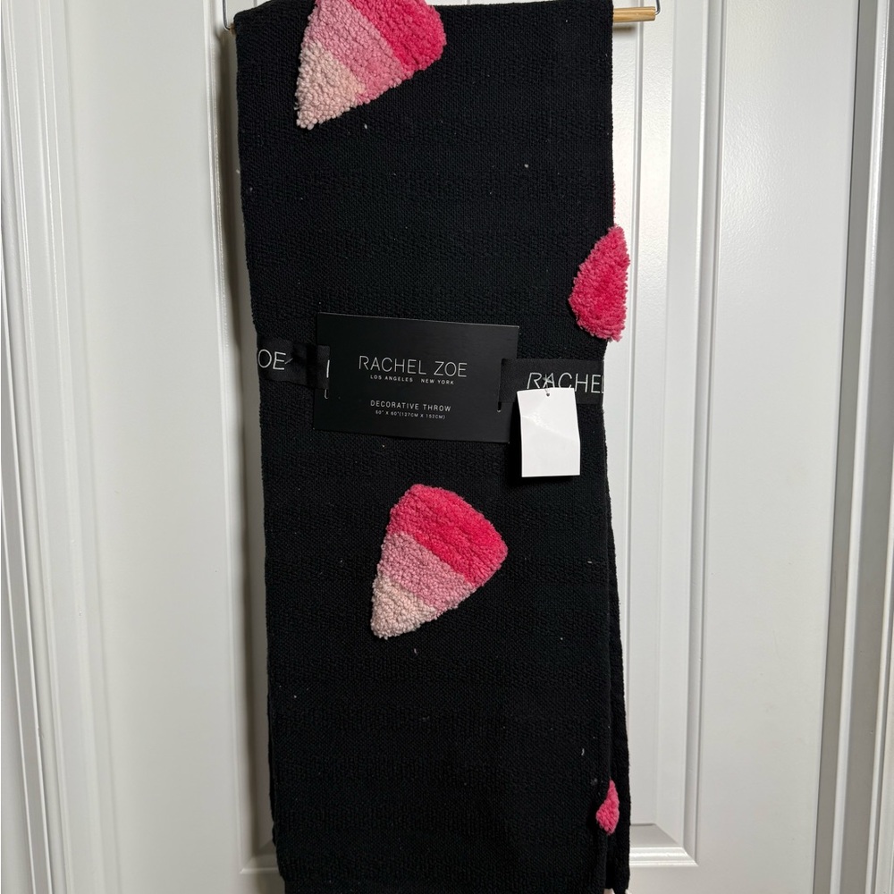 Rachel Zoe Black Throw with Pink Accents
